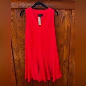J. Crew Vibrant Red Sleeveless V-Neck Flounce Dress